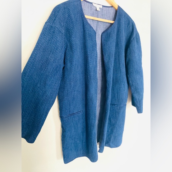 Eileen Fisher Open Front Cotton Textured Kimono Cardigan - Picture 6 of 6